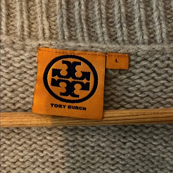 Tory Burch Brown, multicolored strip V-Neck Sweater - Picture 2 of 5